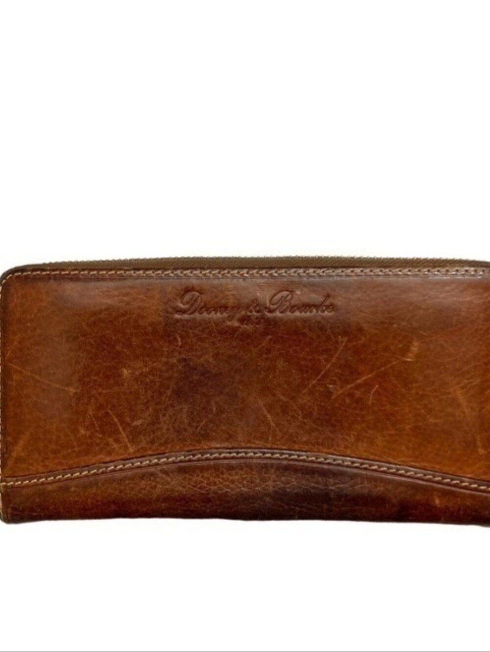 Dooney and Bourke weathered leather brown florentine zipper clutch wallet